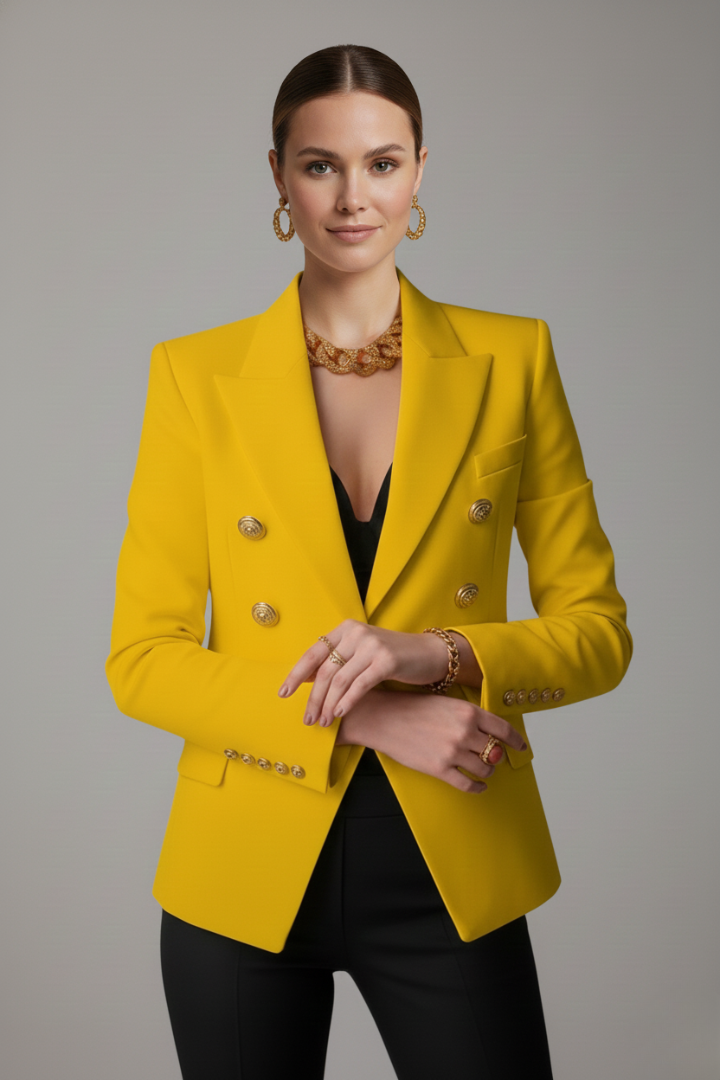 Blazer pour femme à double boutonnage avec boutons dorés