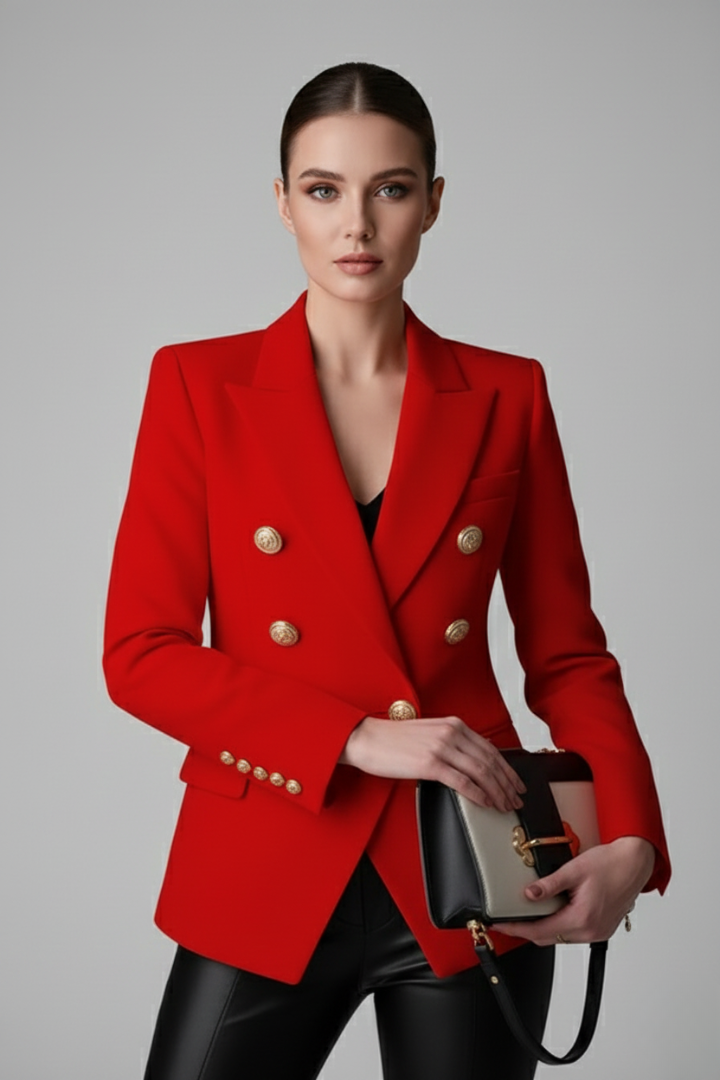 Blazer pour femme à double boutonnage avec boutons dorés
