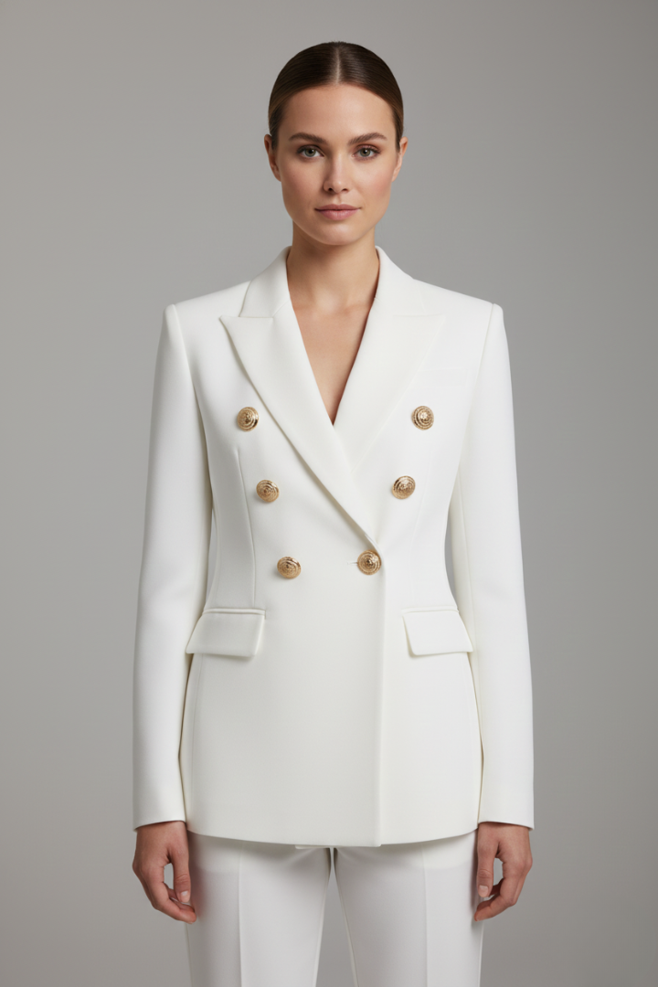 Blazer pour femme à double boutonnage avec boutons dorés
