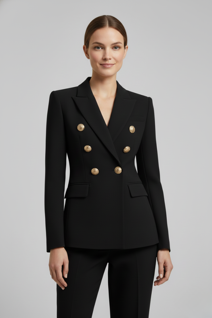 Blazer pour femme à double boutonnage avec boutons dorés