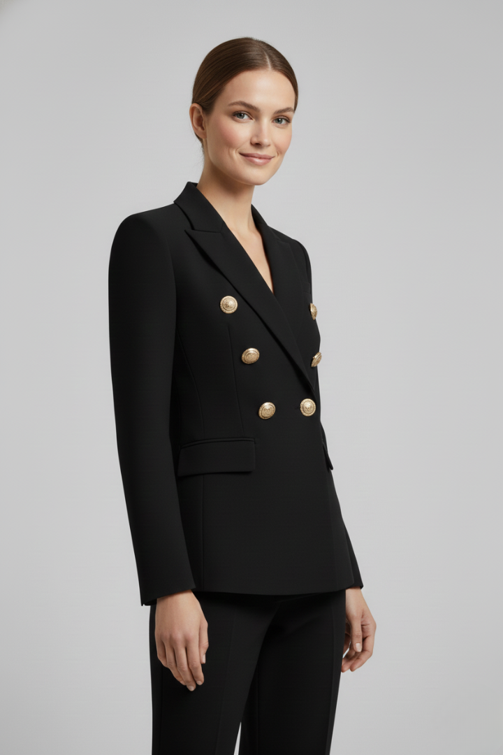 Blazer pour femme à double boutonnage avec boutons dorés
