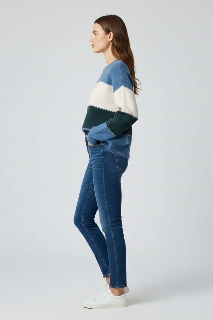 Women's Striped Knit Sweater in Relaxed Fit