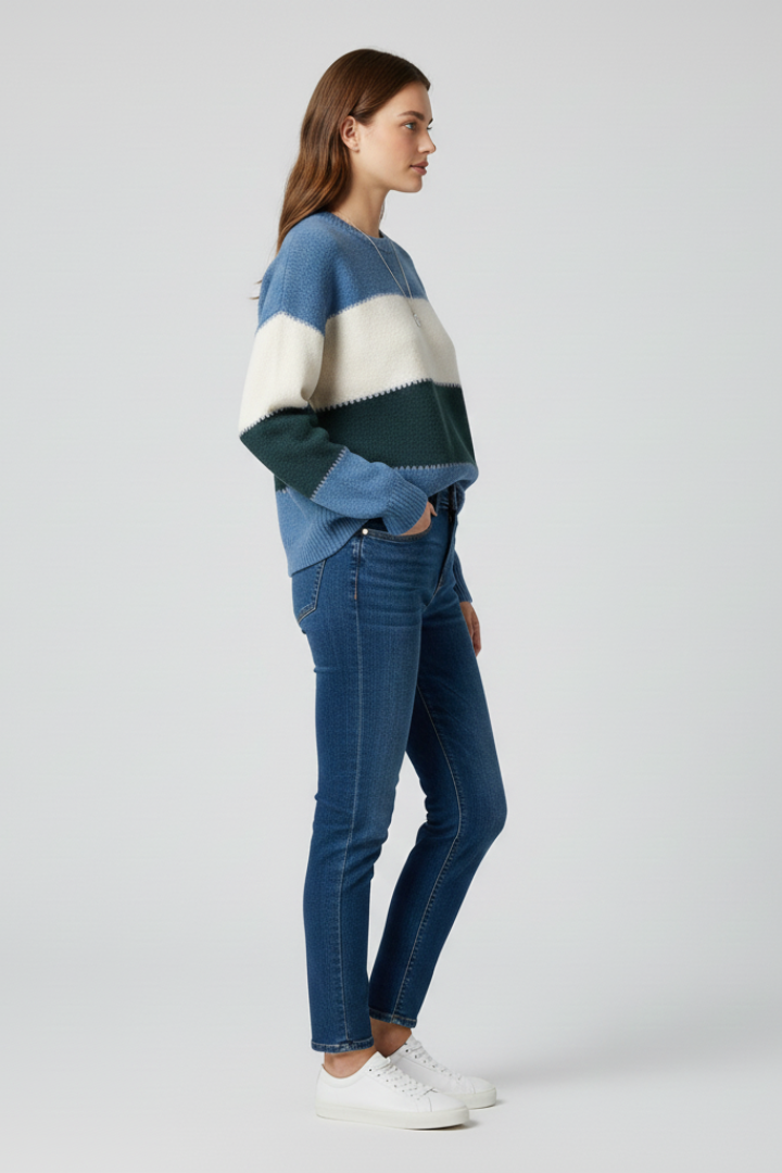 Women's Striped Knit Sweater in Relaxed Fit