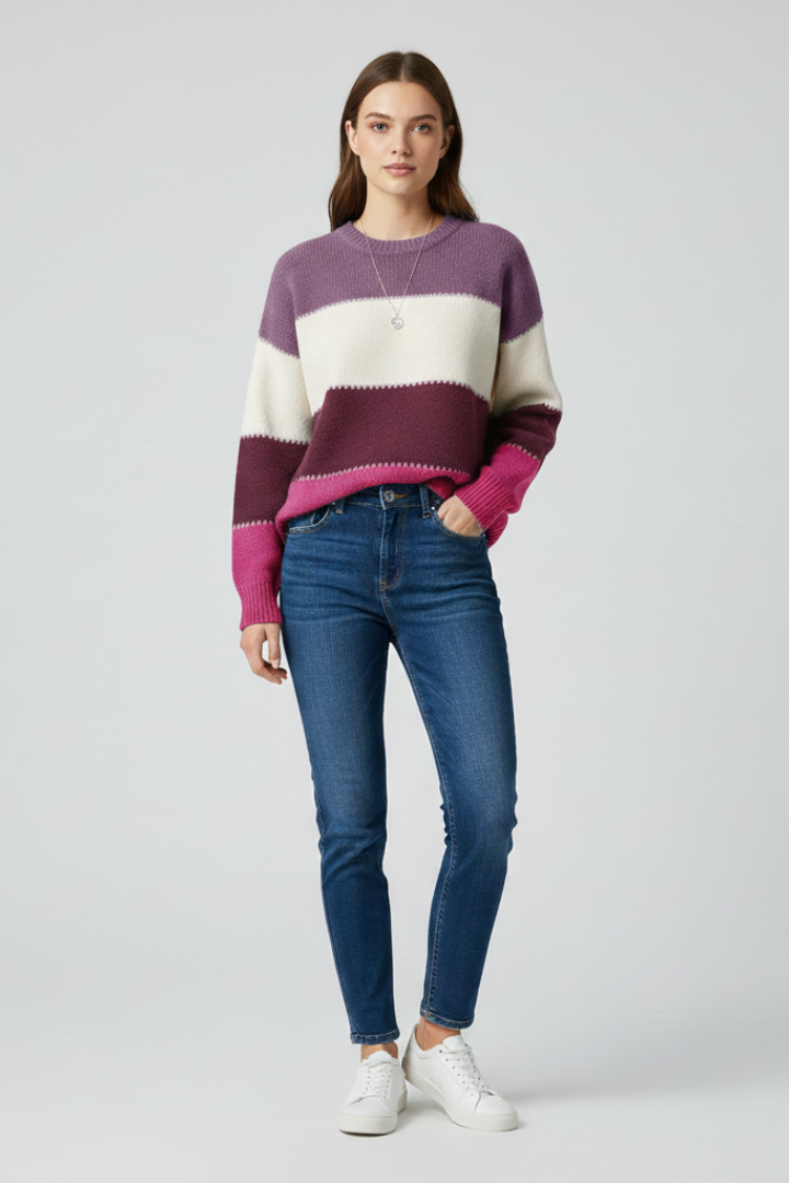 Women's Striped Knit Sweater in Relaxed Fit