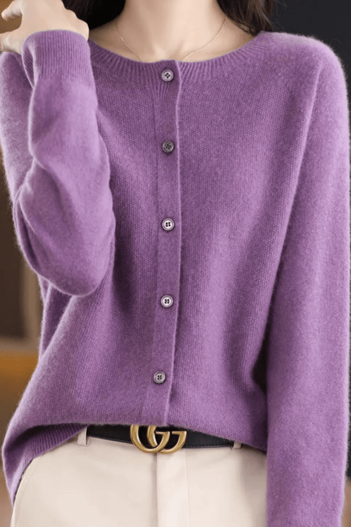 Women's Knit V-Neck Cardigan with Button Fastening