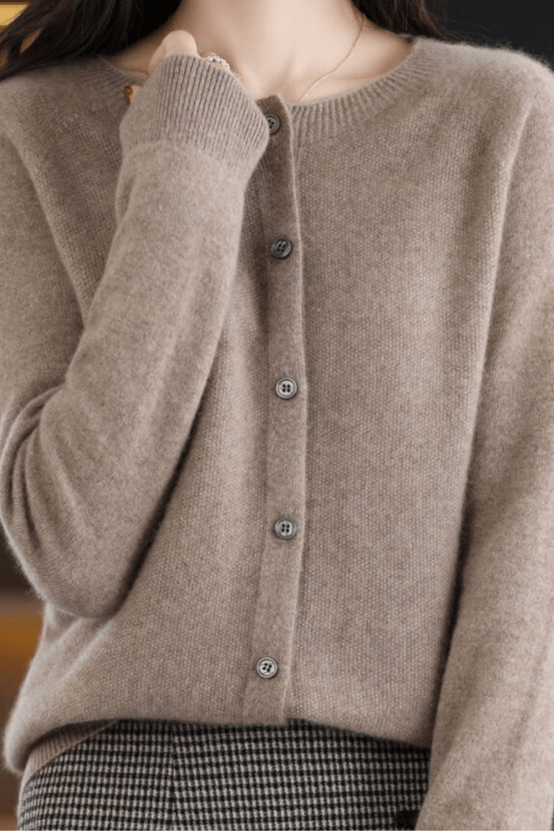 Women's Knit V-Neck Cardigan with Button Fastening