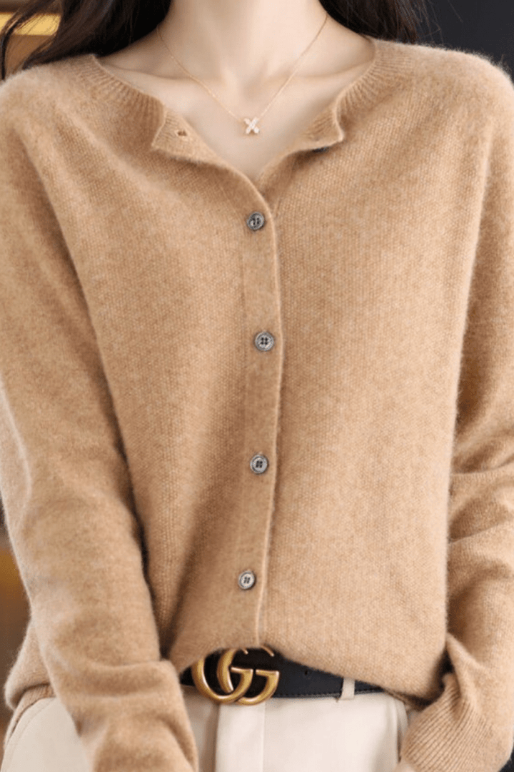 Women's Knit V-Neck Cardigan with Button Fastening