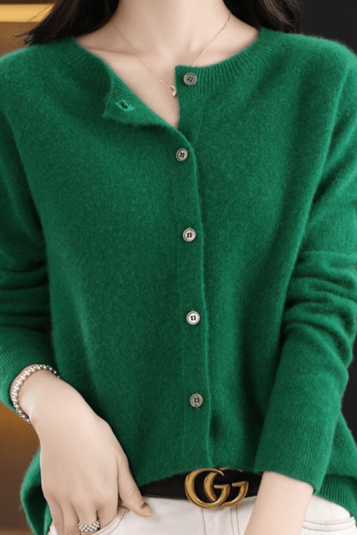 Women's Knit V-Neck Cardigan with Button Fastening