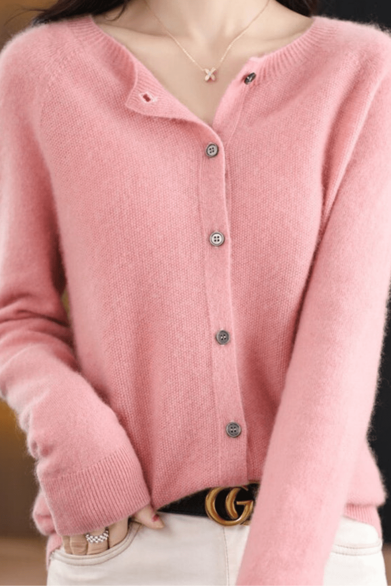 Women's Knit V-Neck Cardigan with Button Fastening