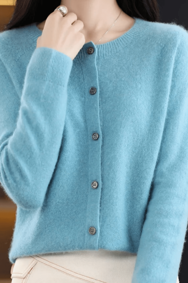 Women's Knit V-Neck Cardigan with Button Fastening