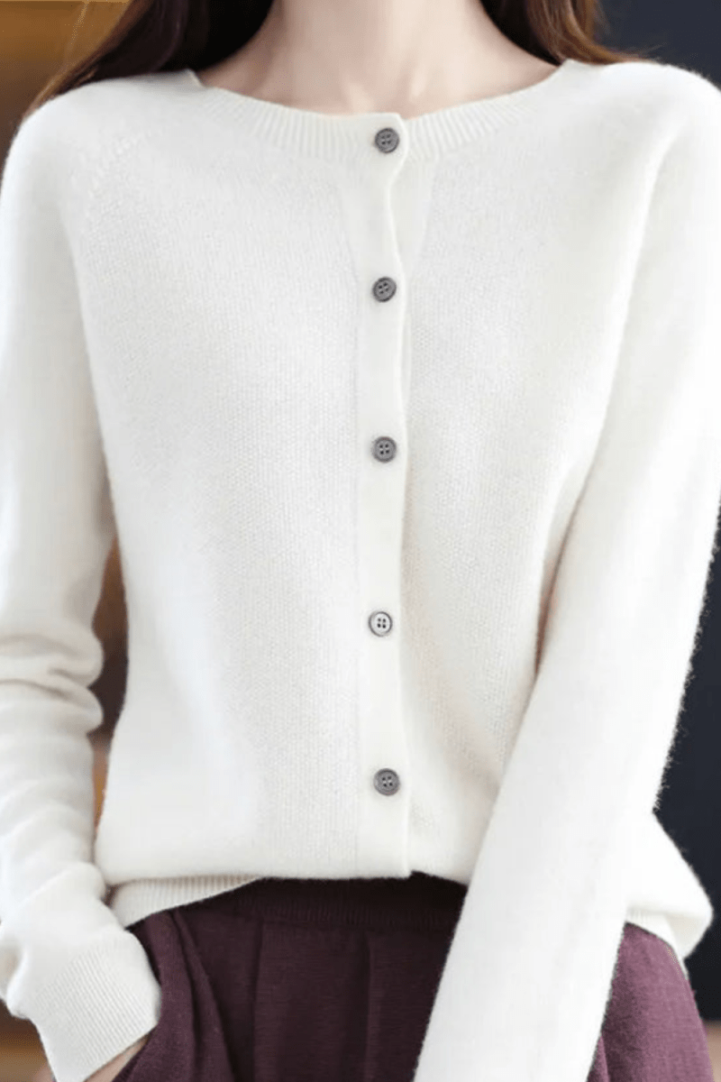 Women's Knit V-Neck Cardigan with Button Fastening
