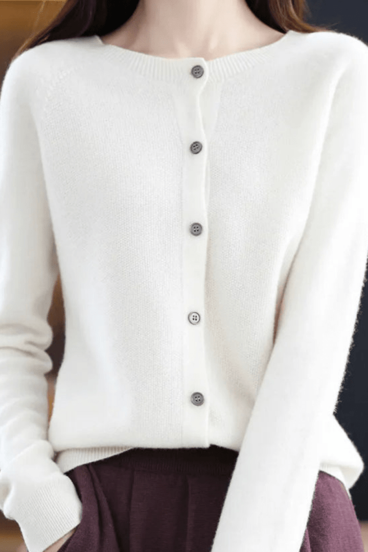 Women's Knit V-Neck Cardigan with Button Fastening