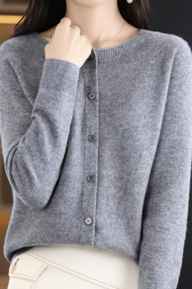 Women's Knit V-Neck Cardigan with Button Fastening