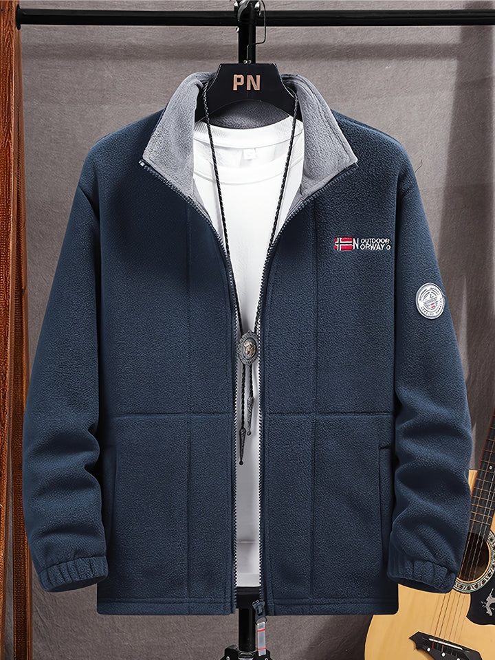 Men's Fleece Zip-Up Jacket with Side Pockets
