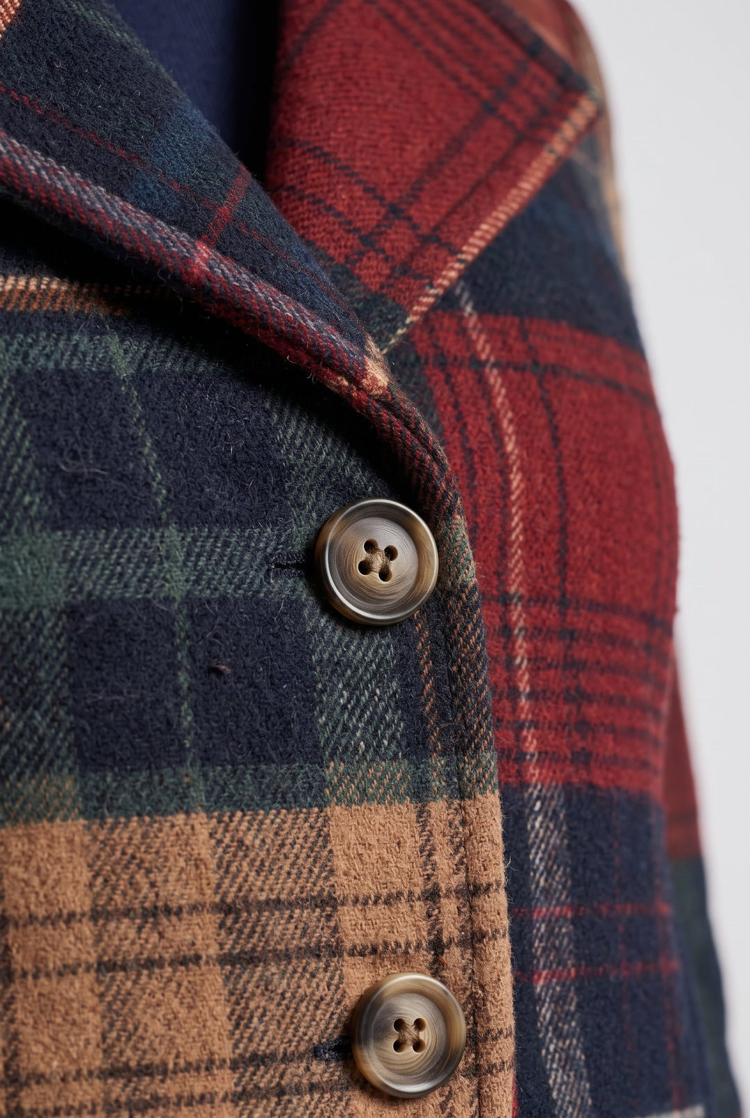 Women's Patchwork Check Jacket with Button Front