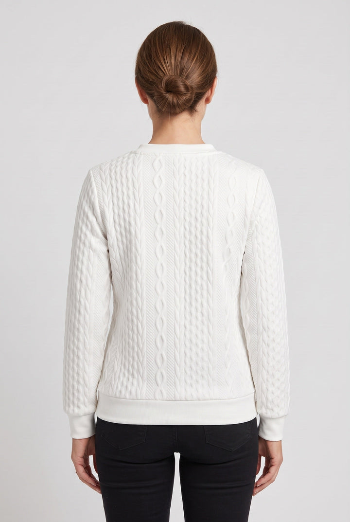 Women's Cable Knit Half-Zip Jumper with Ring Pull