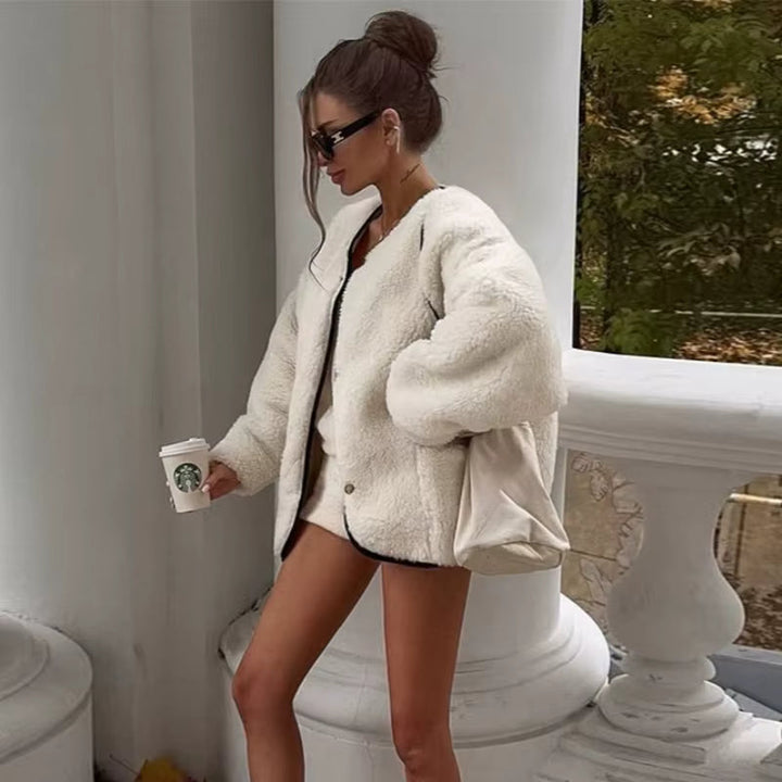 Women's Plush Shaggy Jacket in a Loose Fit