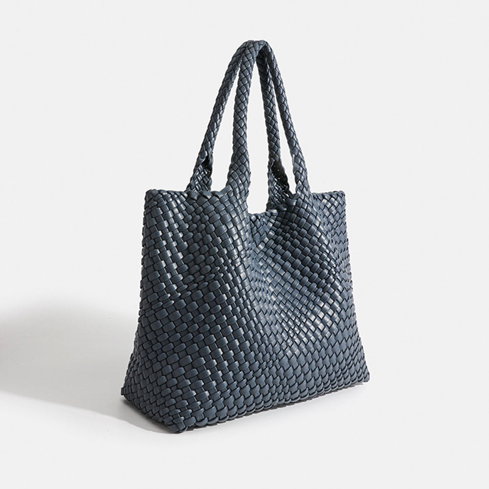 Women's Woven Basket Weave Tote Bag with Top Handles