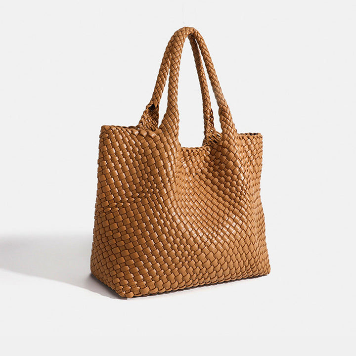 Women's Woven Basket Weave Tote Bag with Top Handles