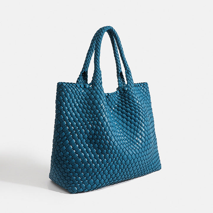 Women's Woven Basket Weave Tote Bag with Top Handles
