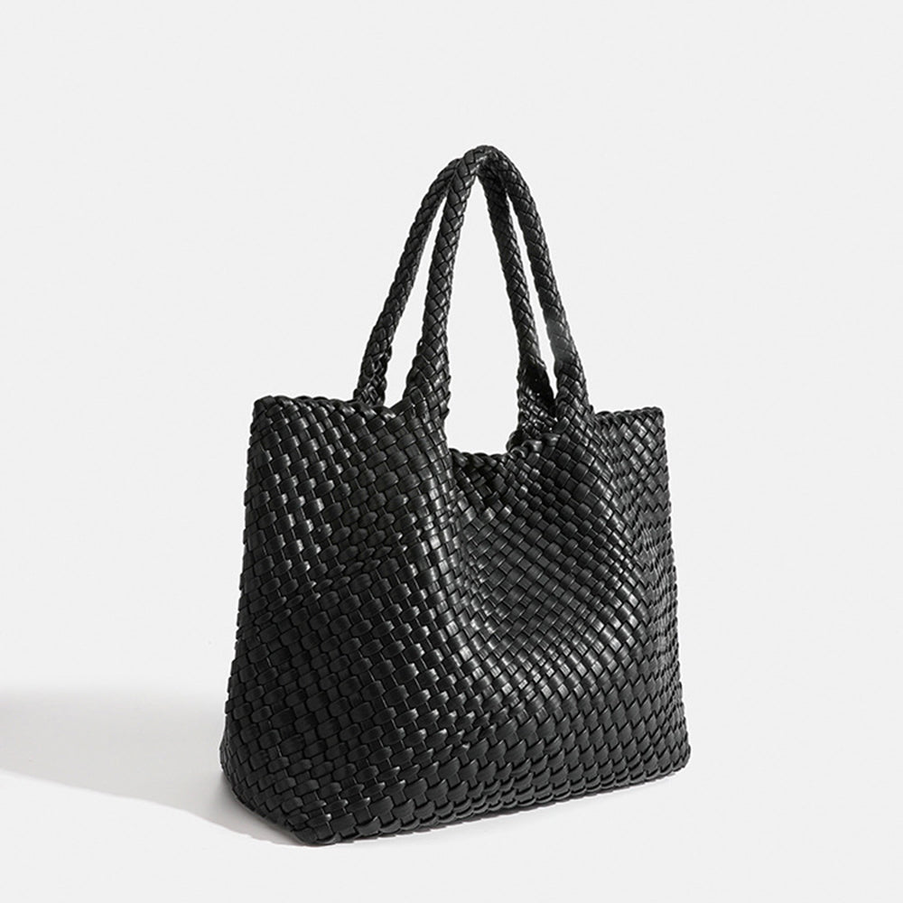 Women's Woven Basket Weave Tote Bag with Top Handles