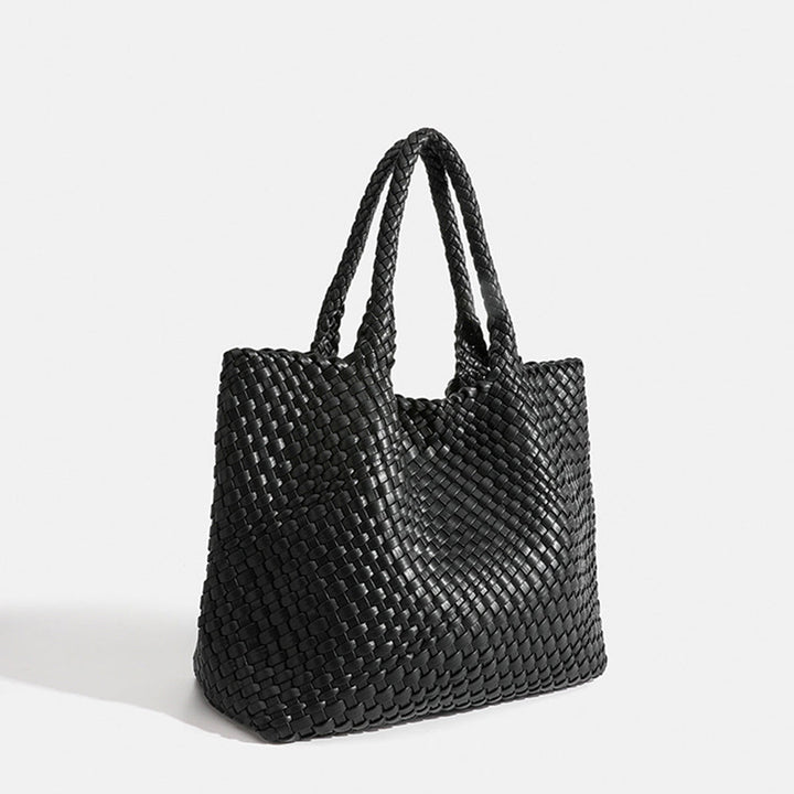 Women's Woven Basket Weave Tote Bag with Top Handles