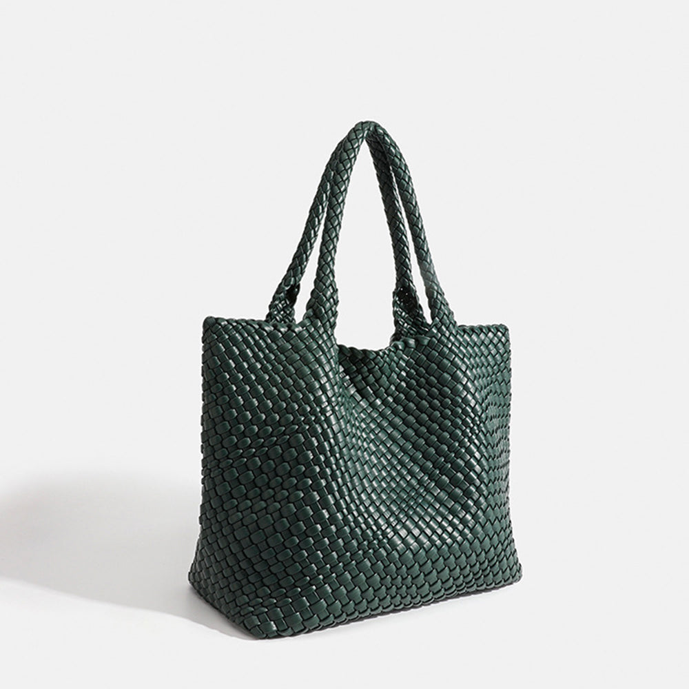 Women's Woven Basket Weave Tote Bag with Top Handles
