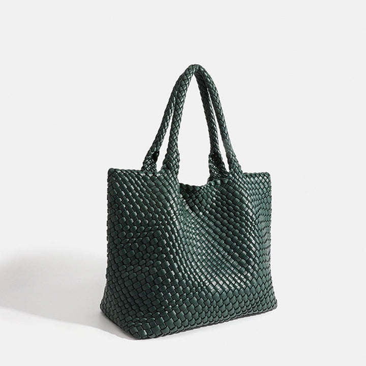Women's Woven Basket Weave Tote Bag with Top Handles
