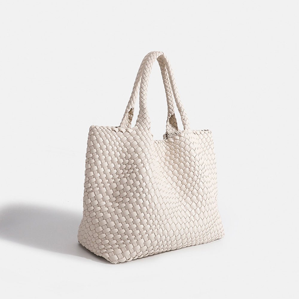 Women's Woven Basket Weave Tote Bag with Top Handles
