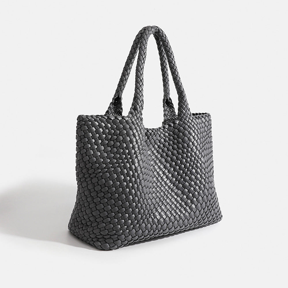 Women's Woven Basket Weave Tote Bag with Top Handles