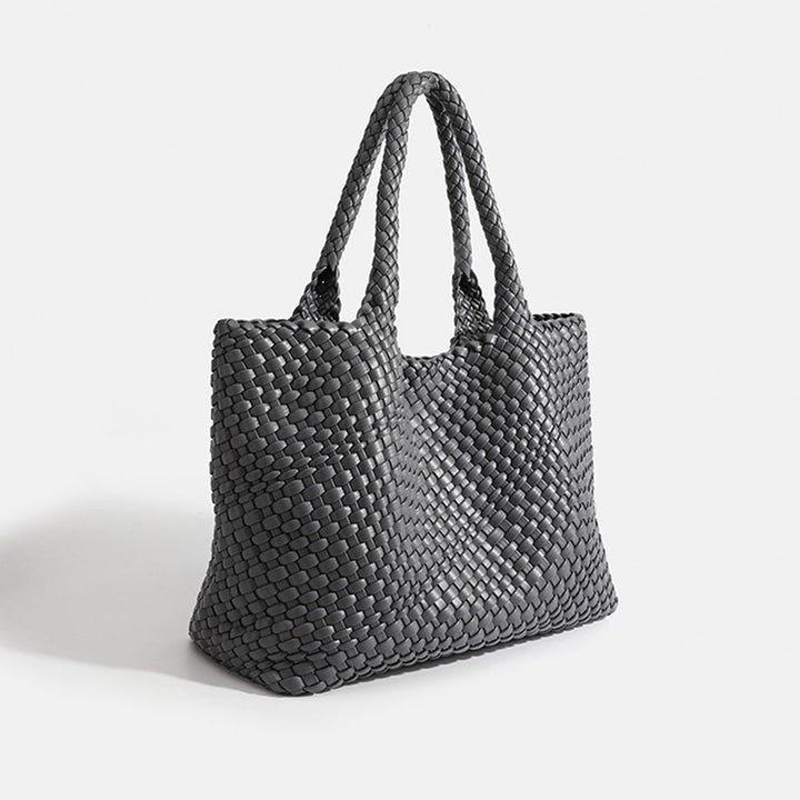 Women's Woven Basket Weave Tote Bag with Top Handles
