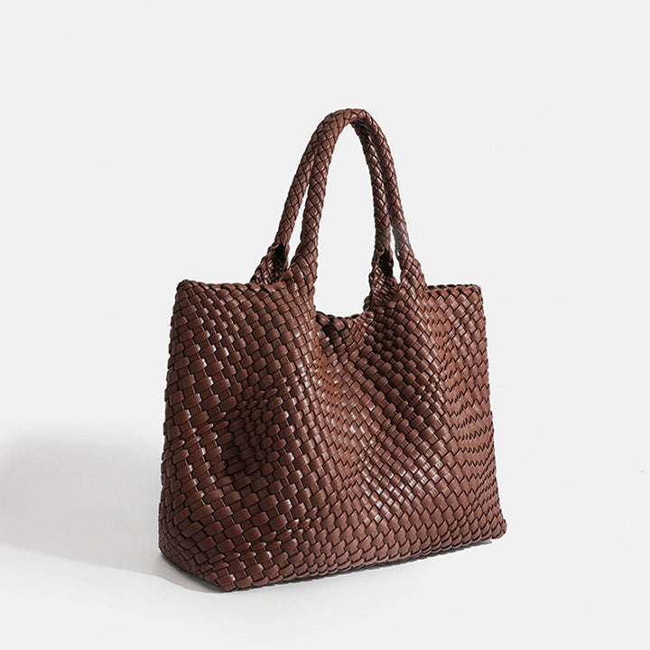 Women's Woven Basket Weave Tote Bag with Top Handles