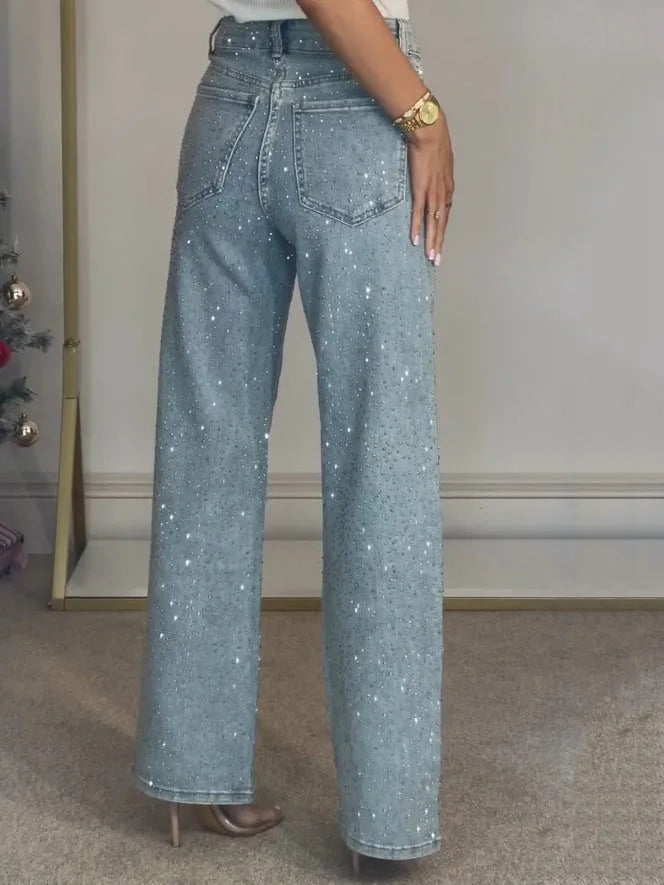 Women's Diamanté Embellished Wide-Leg Jeans