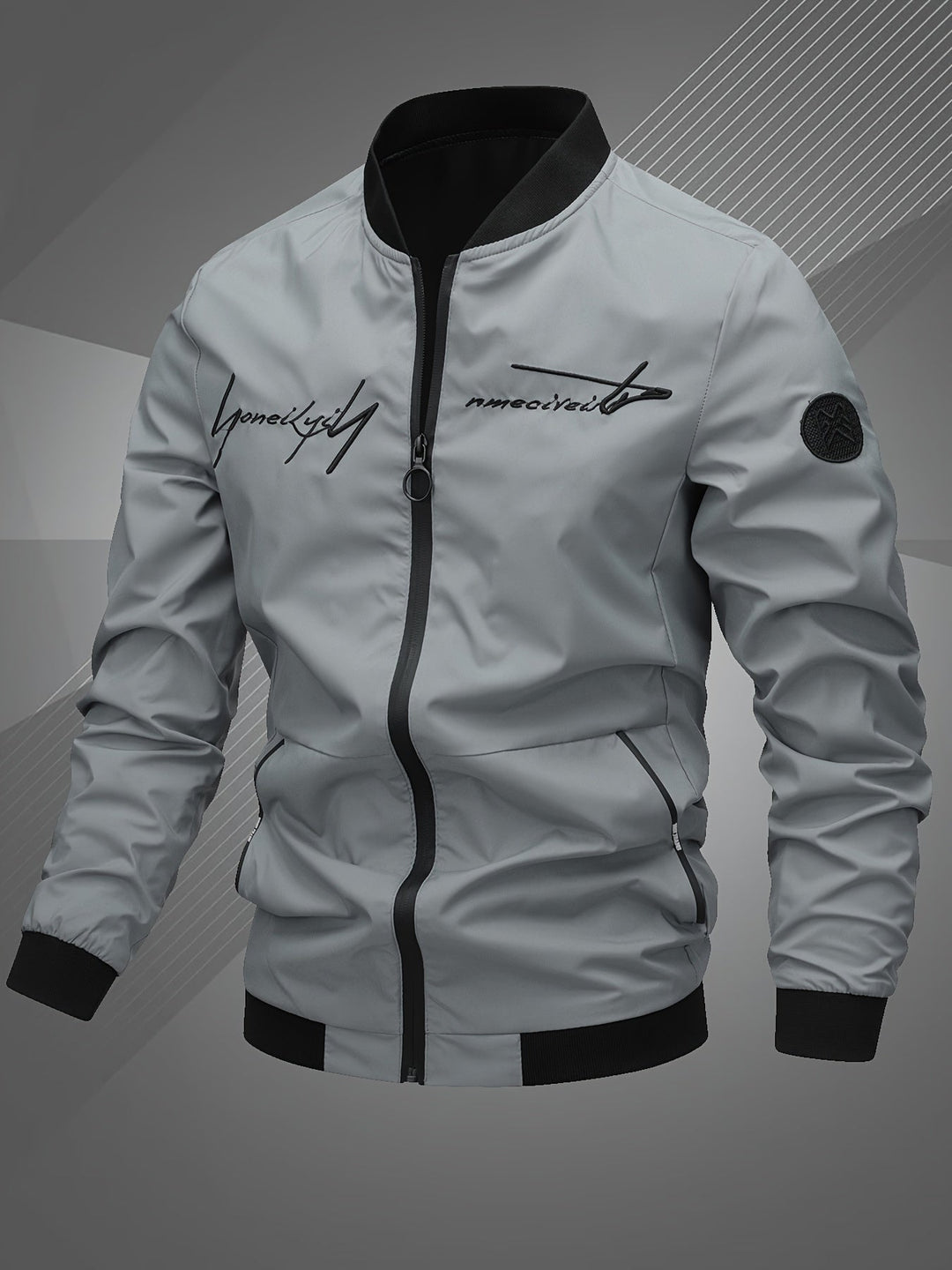 Men's Bomber Jacket with Stand Collar