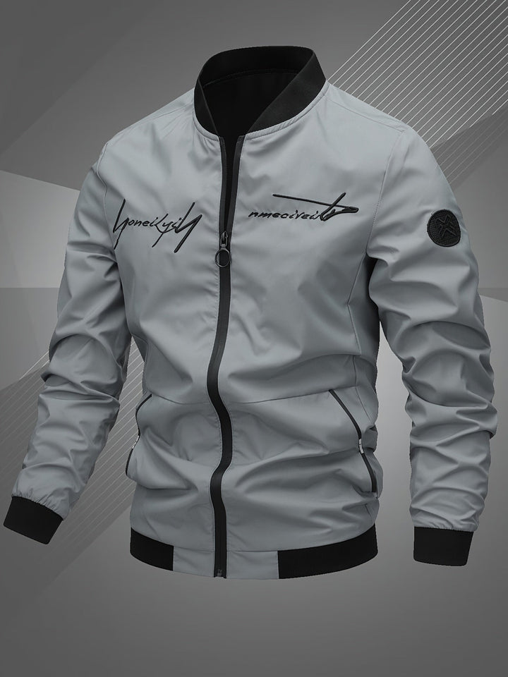 Men's Bomber Jacket with Stand Collar