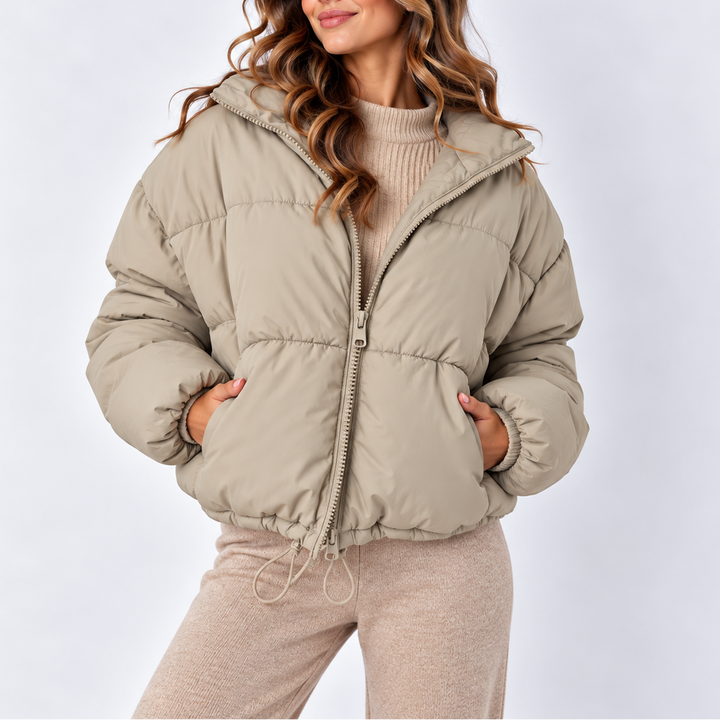 Women's Oversized Puffer Jacket with Drawstring Hem
