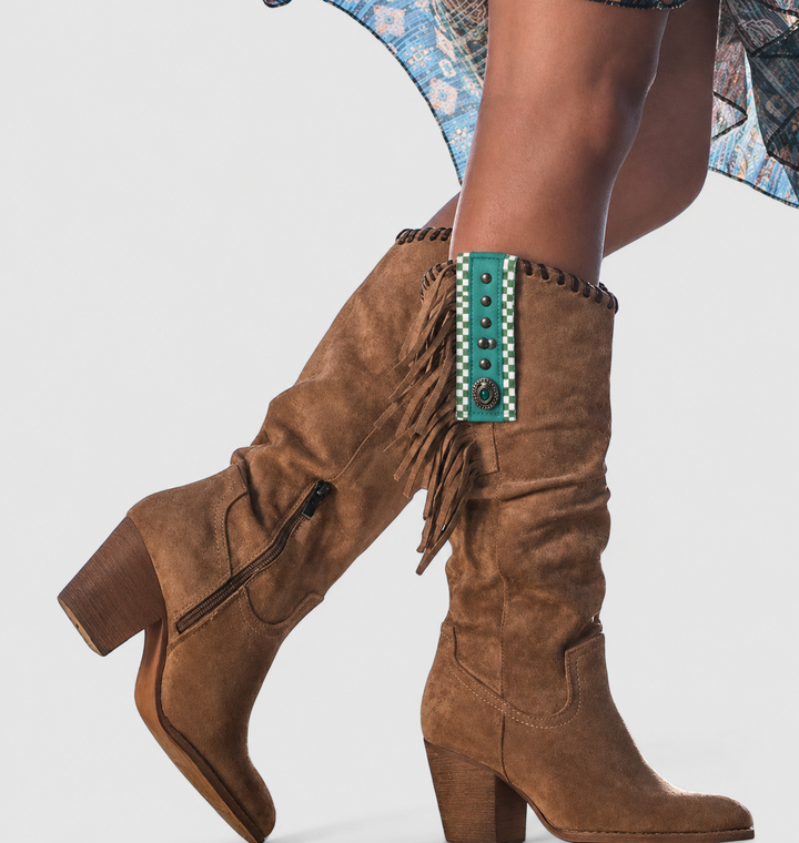 Women's Suede Knee-High Fringe Boots