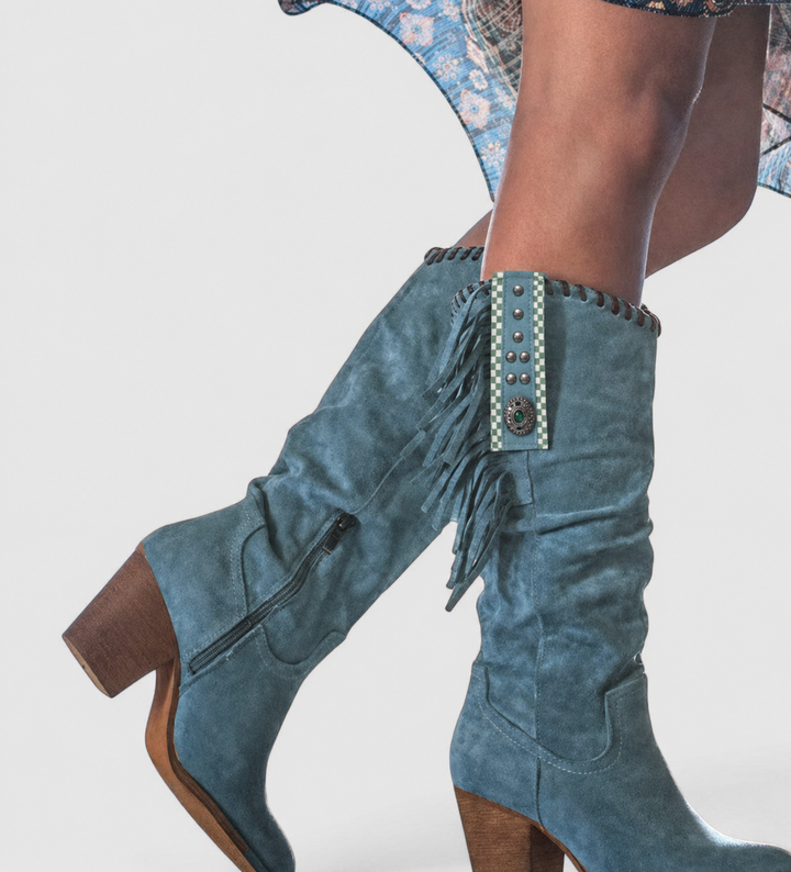 Women's Suede Knee-High Fringe Boots