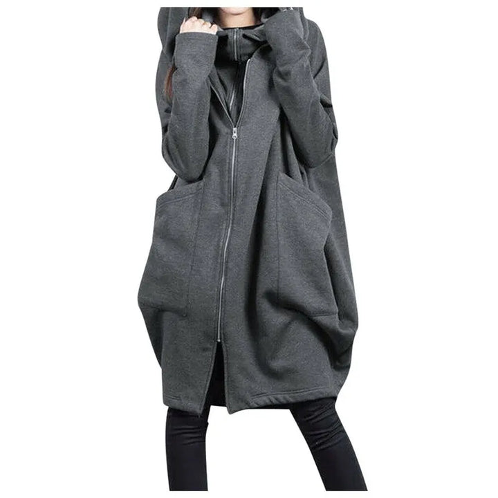 Women's Oversized Hooded Long Winter Coat with Full Zip