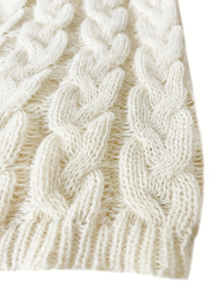Women's Cable-Knit V-Neck Jumper in Relaxed Fit