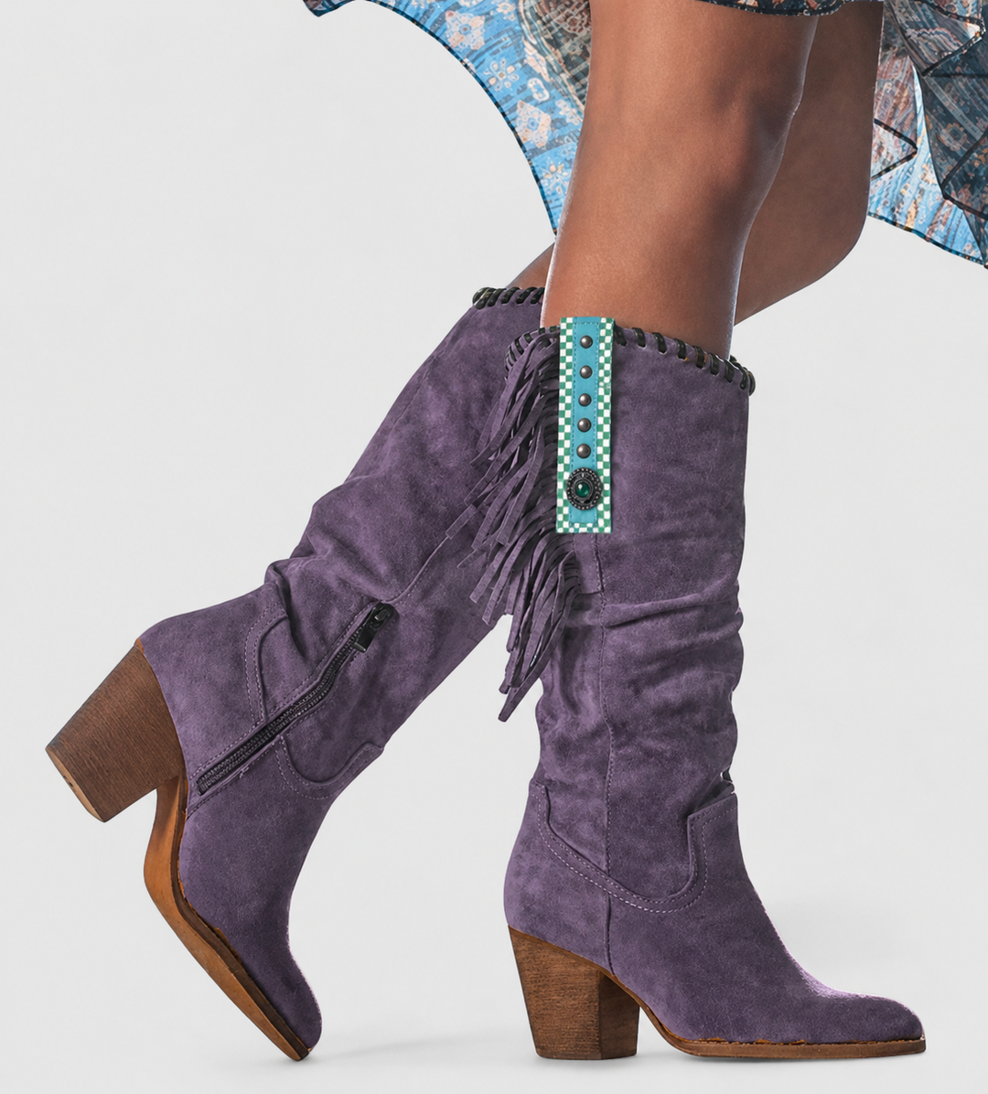 Women's Suede Knee-High Fringe Boots