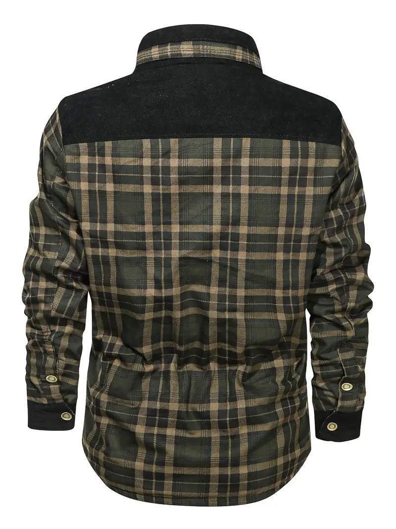 Men's Fleece-Lined Plaid Overshirt in a Relaxed Fit