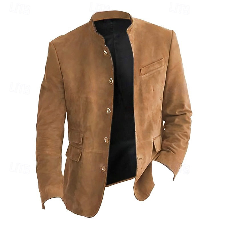 Men's Suede Stand Collar Jacket in Regular Fit