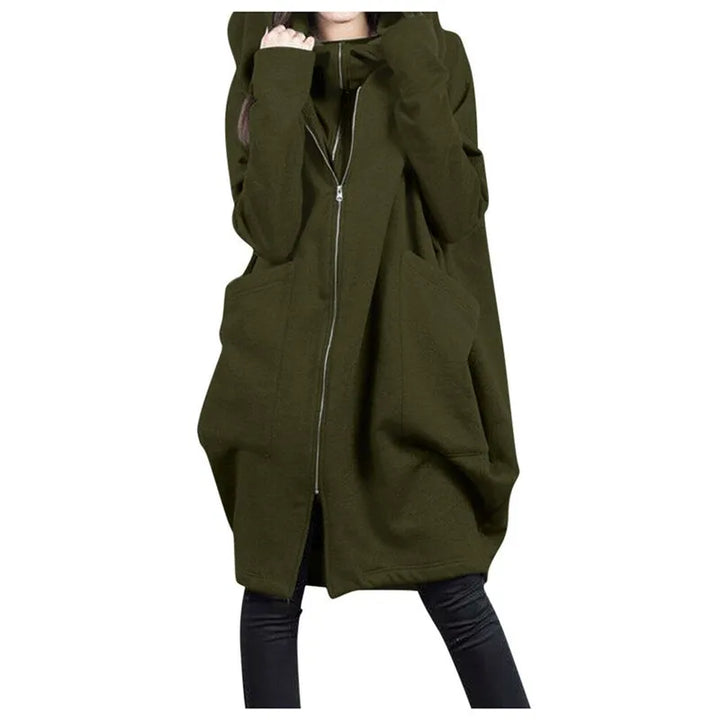 Women's Oversized Hooded Long Winter Coat with Full Zip