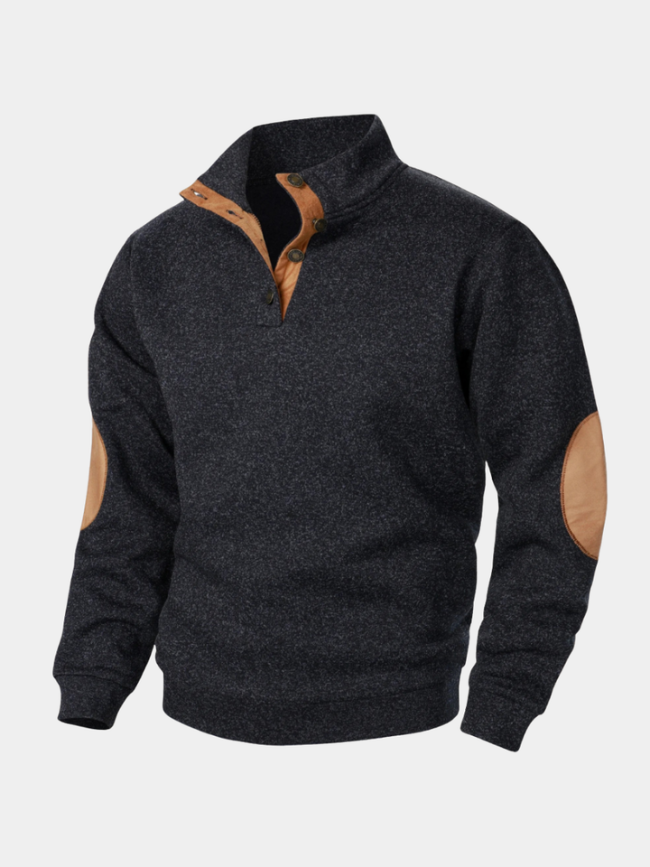 Men's Knitted Jumper with Contrast Elbow Patches