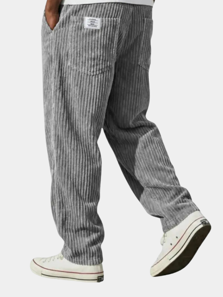 Men's Corduroy Wide-Leg Trousers with Patch Pocket