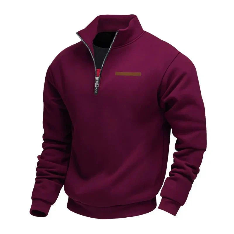 Men's Quarter Zip Sweatshirt with Stand Collar