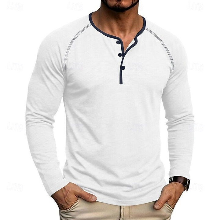 Men's Raglan Sleeve Henley with Contrast Trim