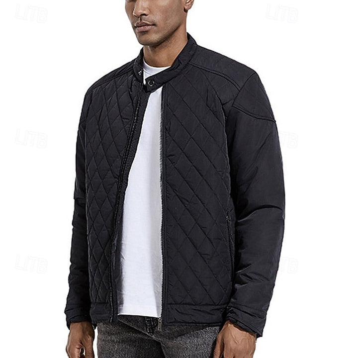 Veste pour homme matelassée en losanges, à col montant et poches zippées