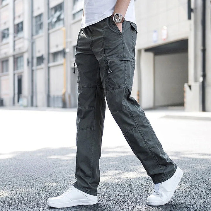 Men's Wide-Leg Cargo Trousers with Zip Pockets